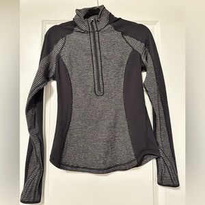 Lululemon Chic Black and Gray Striped Pullover